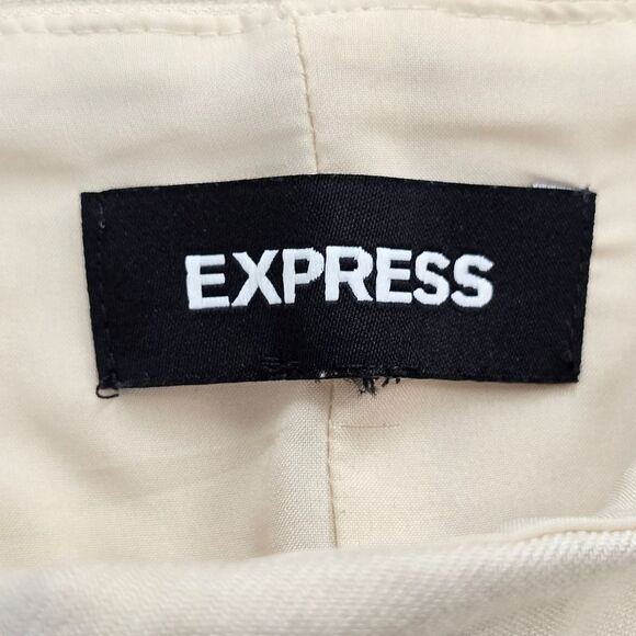 Express Women's 00 Solid Beige Faux Wrap Ruffle Skirt Skort Linen Blend - Picture 13 of 14